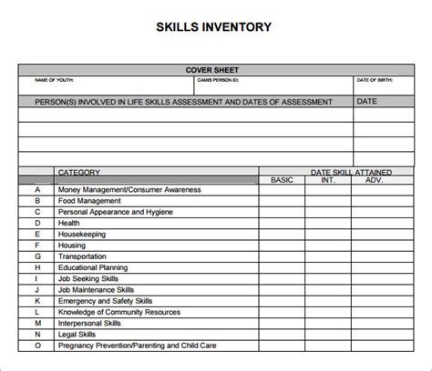 13 Skills Inventory Templates Sample Templates