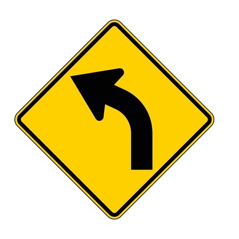 Left Curve Ahead Sign W1 2l Advanced Sign