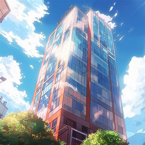 Modern Skyscraper In Anime Style Stock Illustration Illustration Of