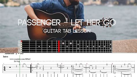 passenger let her go fingerstyle guitar lesson tab youtube