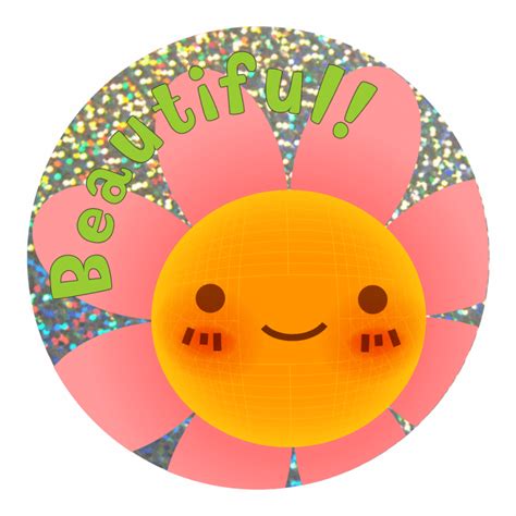 Smiley Flower Sparkly Stickers