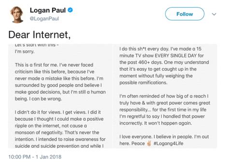 More Than Logan Paul Being An Idiot His Cheap Friends And Apology Seem