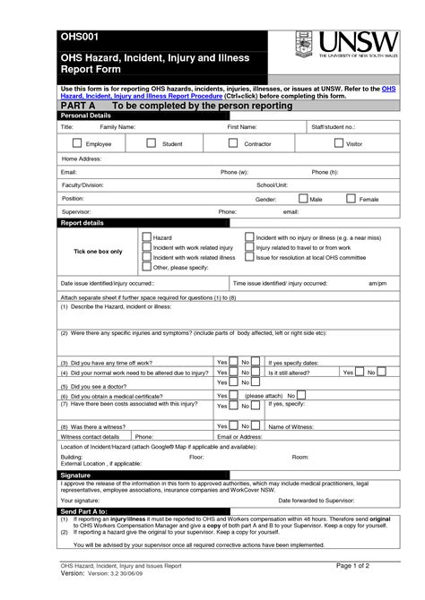 Best Photos Of Injury Incident Report Form - Injury Incident throughout Hazard Incident Report 