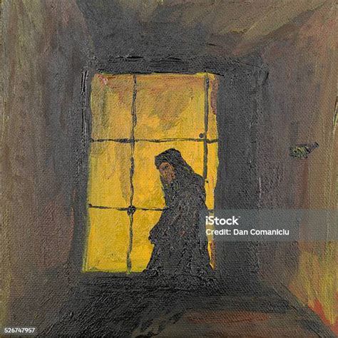 Praying Monk Oil Painting Stock Illustration Download Image Now