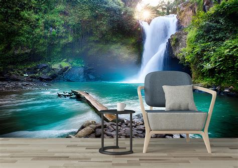 3d waterfall in the tropical jungle tv background wallpaper living room murals ebay