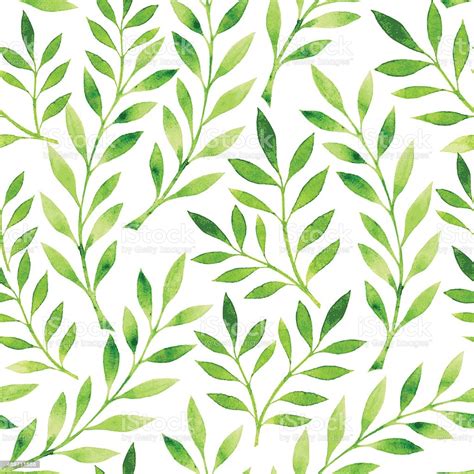 Free Download A Drawing Of A Pattern Of Green Leaves On A White