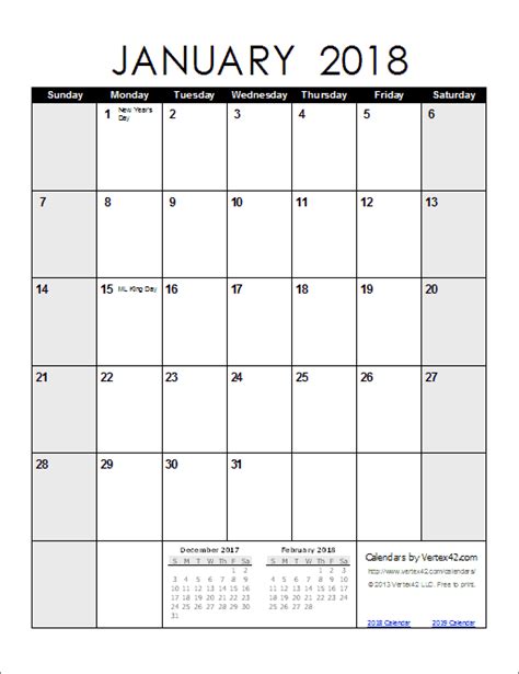 2017 2018 Calendar Printable Pdf