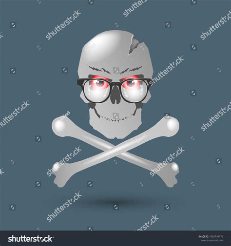 Human Skull Red Eyes Glasses Crossed Stock Vector Royalty Free
