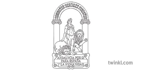 Andalusia Wappen Escudo De Andalucia Erholt Schwarz Weiß Illustration