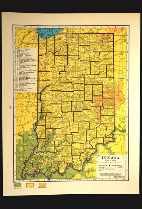Indiana Map Indiana Topographic Map Colorful Colored Topo Etsy