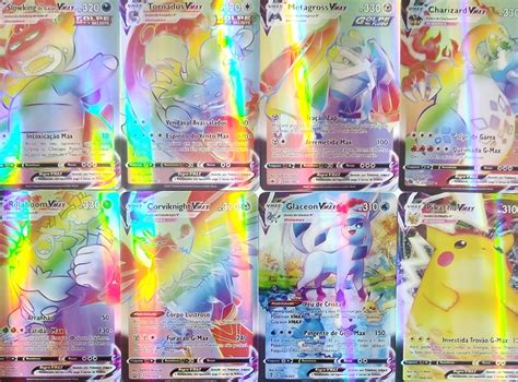 Lote 100 Cartas Pokémon Vmax V Gx Em Português Cartas Brilhantes Sem
