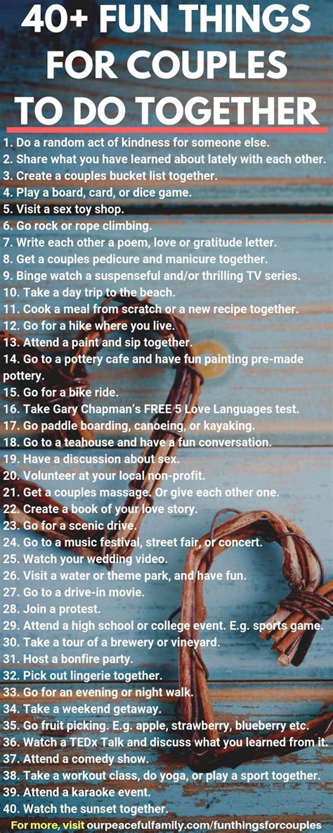 101 Fun Things For Couples To Do Cute Date Ideas And Activities For Bonding Together Our