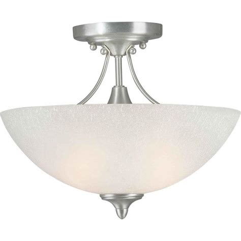 Shop 13 5 In W Brushed Nickel Frosted Glass Semi Flush Mount Light At