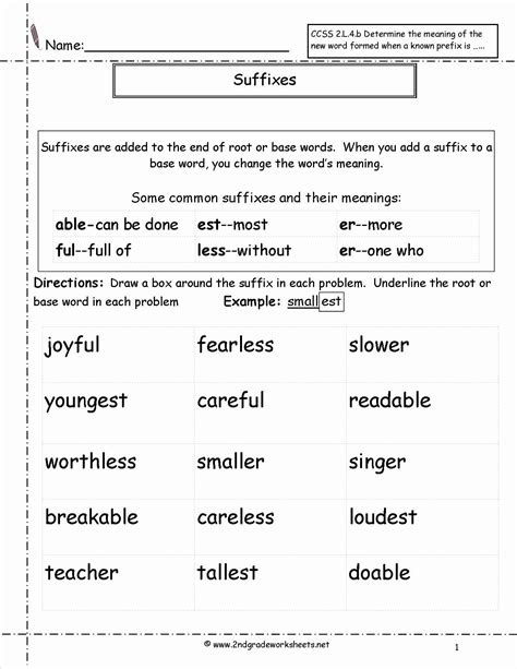 Prefixes And Suffixes Worksheet Beautiful Second Grade Prefixes