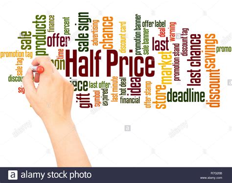 Half Price Word Cloud Hand Writing Concept On White Background Stock