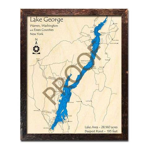 Lake George New York 3d Laser Cut Map Topographic Map Etsy