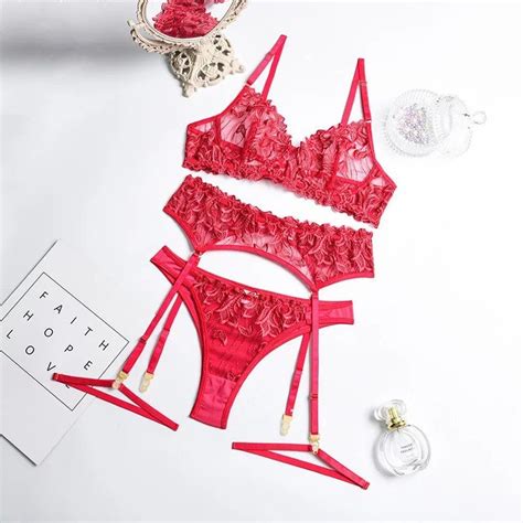 3 Piece Pink Lingerie Set Sexy See Through Lingerie Etsy