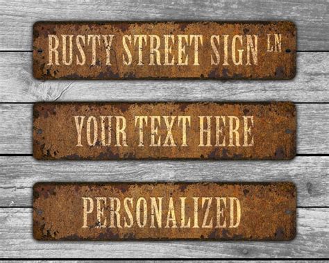 Custom Rusty Metal Street Sign Vintage Style With Weathered Etsy