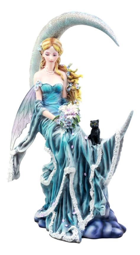 Ebros Large Celestial Crescent Moon Water Elemental Fairy Statue 11h
