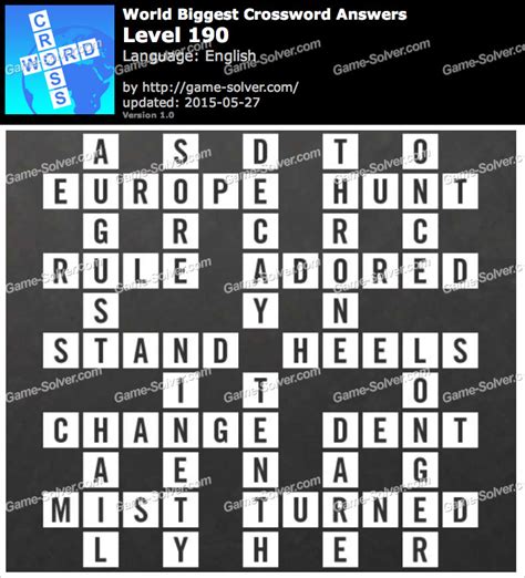 Worlds Biggest Crossword Level 190 Game Solver