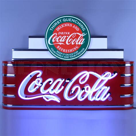 Art Deco Marquee Coca Cola Neon Sign In Steel Can Mancave Store