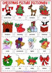 Draw a line to match the picture and the word. Christmas ESL Vocabulary Worksheets