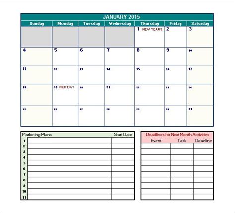 Monthly Task Calendar Template Monthly Project Calendar 2019