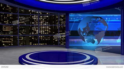 News Tv Studio Set 61 Virtual Green Screen Background Loop Stock Video