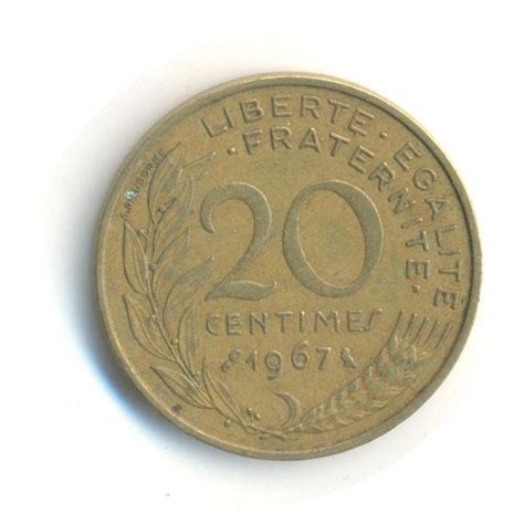 France 20 Centimes 1967 Vintage Coin Codersc1708 Coins French