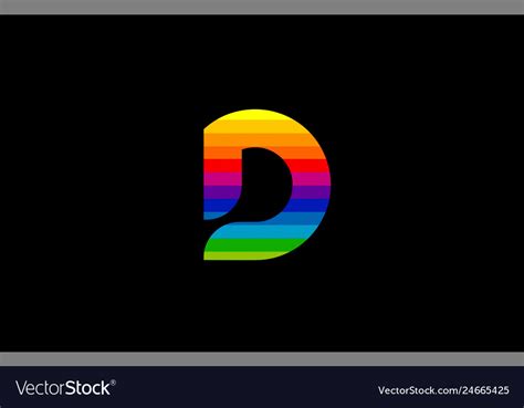 Rainbow Color Colored Colorful Alphabet Letter D Vector Image