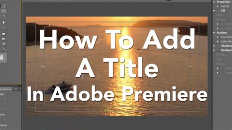 From the titles panel, select a template with the style you want. How to Add Titles using Adobe Premiere Pro - YouTube