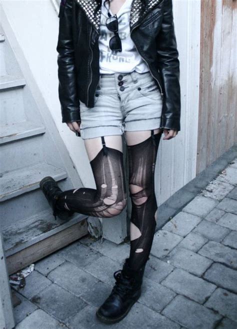 Ripped Stockings Ripped Tights Ripped Stockings Outfit Stockings Outfit
