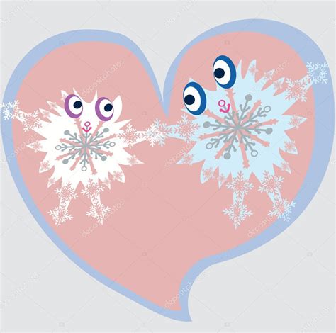 Cartoon Snowflakes In Love — Stock Vector © Taklya 4244174