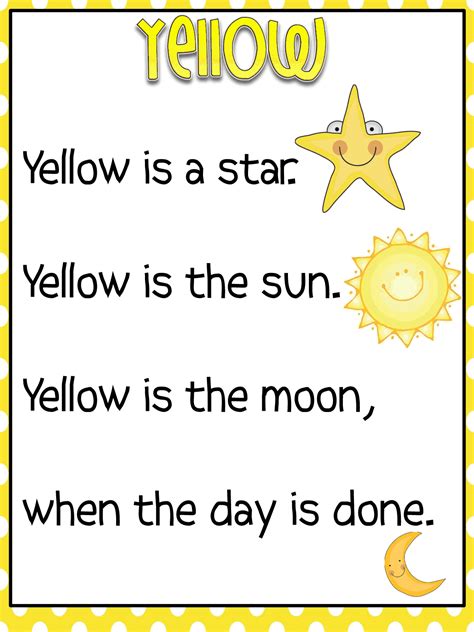 Color Word Poems Printable Posters Kindergarten Poems Preschool Poems