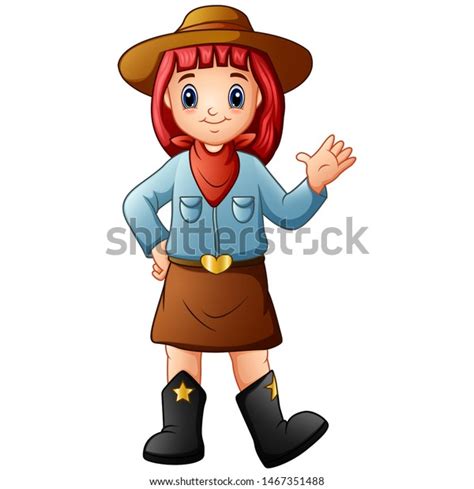 Beautiful Girl Cowboy Hat Isolated On Stock Vector Royalty Free