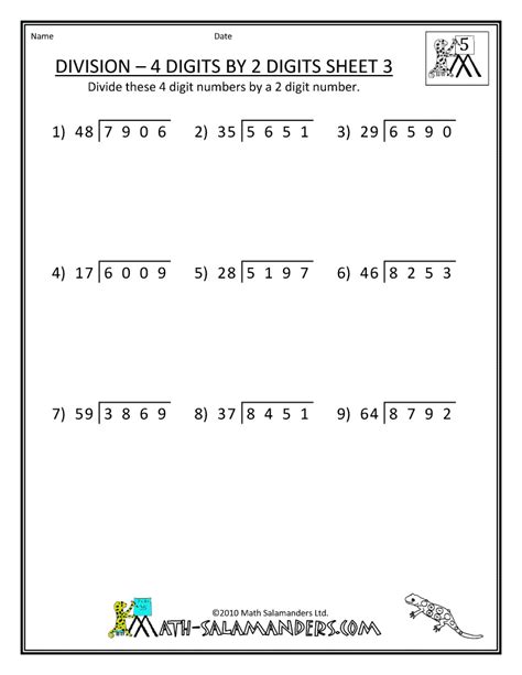 Free Printable Long Division Worksheets For 5th Grade
