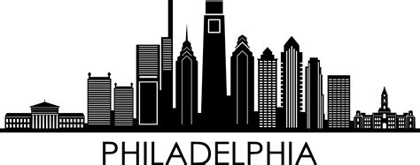 Philadelphia City Skyline Outline Silhouette Vector Svg Eps Etsy Hong