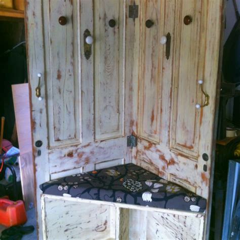Use an old door and attach a storage bench to the bottom. Plans For Cabinets | Diy storage bench, Diy bathroom ...