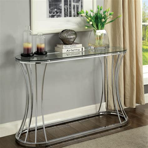 20 Collection Of Glass And Pewter Console Tables