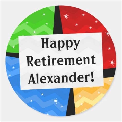Personalized Happy Retirement Color Squares Party Classic Round