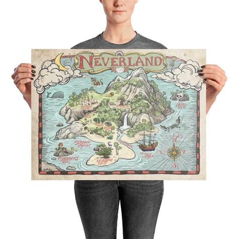 Neverland Quotes Neverland Map Peter Pan Neverland Map Art Print