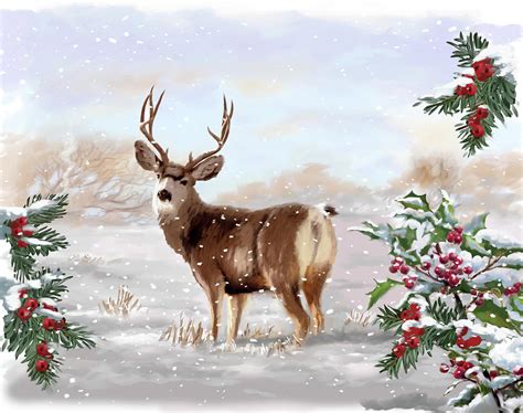 Holiday Deer Painting By Ps Fine Art America