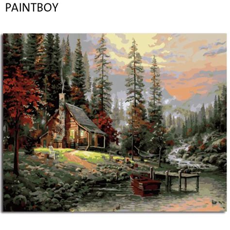 Landscape Frameless Picture Painting By Numbers Diy Canvas Oil Paintng