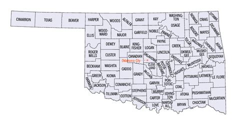Oklahoma Counties History And Information Oklahoma County Map County