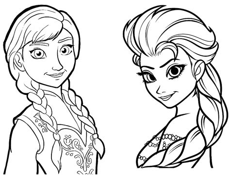 Anna And Elsa Printable Coloring Pages