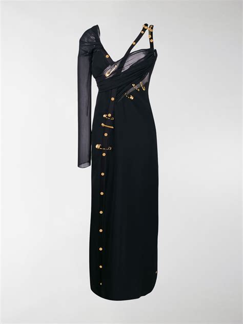 Versace Safety Pin Asymmetric Dress Black Modes