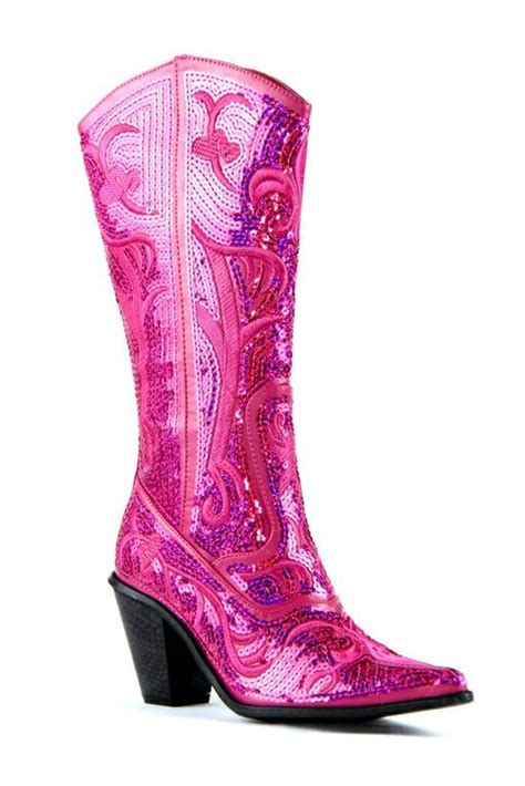 Helens Heart Bling Cowboy Boots In Fuchsia Sequin Boots Boots