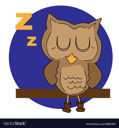 Sleeping Cartoon Owl Royalty Free Vector Image
