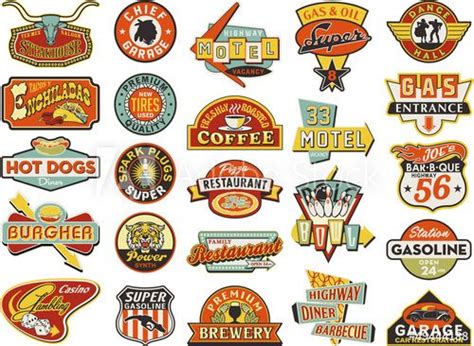 American Vintage Shops Sign Boards Collection Retro Sign Retro Logos