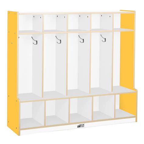 Colorful Essentials 5 Section Coat Locker With Bench Whiteyellow